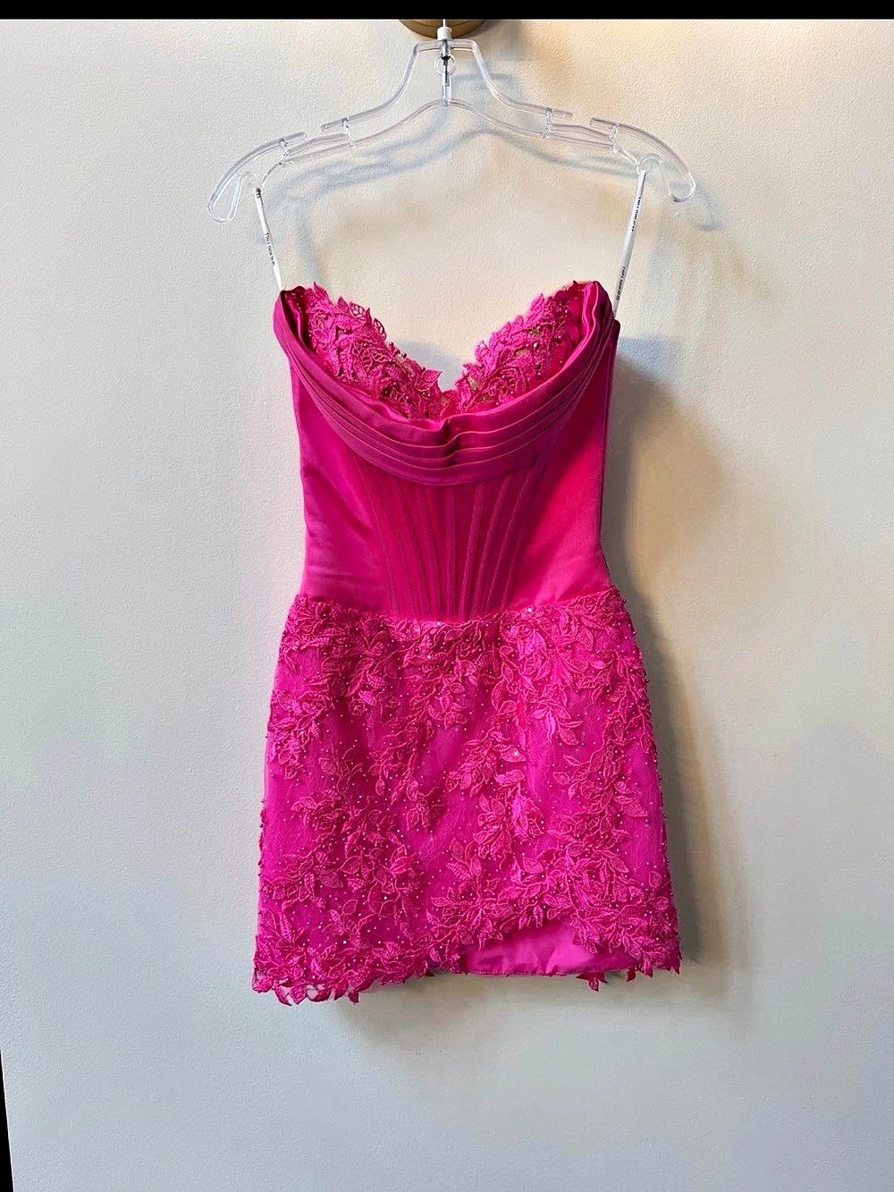 Sherri Hill 58254 Draped Corset Applique Sheath Dress Pink size 00